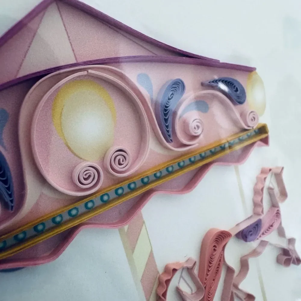 Quilling Card Pink Carousel Quill Art Greeting Card